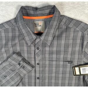 5.11 Tactical Echo Long Sleeve Mens Plaid Shirt Gray Black Medium M New NWT